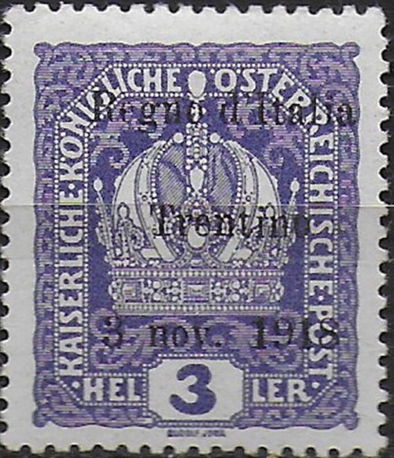 1918  Trentino 3h. violet 1v. MNH Sassone 1