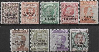 1918  Trentino alto Adige 9v. MNH Sassone 19/27