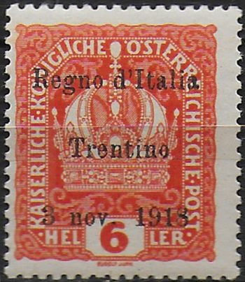 1918  Trentino 6h. orange 1v. MNH Sassone 3