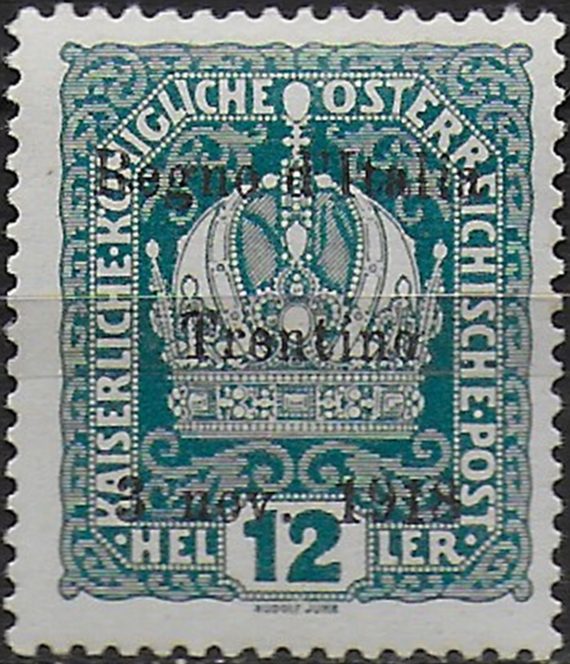 1918  Trentino 12h. blue green 1v. MNH Sassone 5