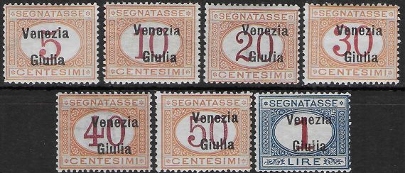 1918 Venezia Giulia postage due 7v. MNH Sassone n. 1/7