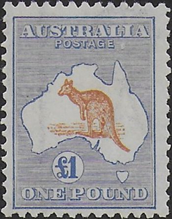 1919 Australia Kamgaroo £1 bistre-brown bright blue MNH SG n. 44b