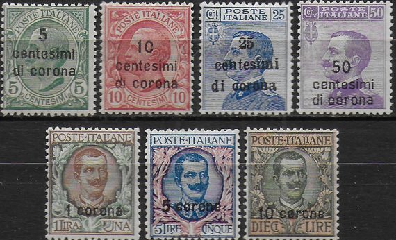 1921-22 Dalmazia 7v. MNH Sassone n. 2/8