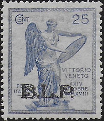 1922 Italia Victory 25c. ultramarine BLP II tipo MNH Sassone n. 25