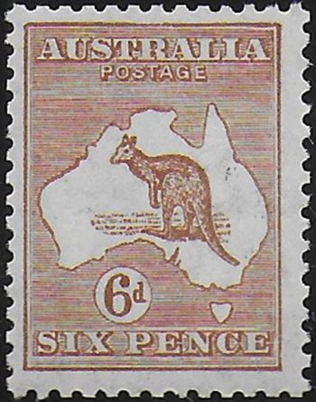 1929 Australia Kamgaroo 6d. chestnut MNH SG n. 107