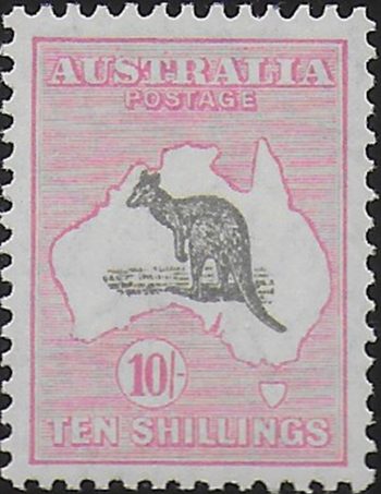 1930 Australia Kamgaroo 10s. grey and pink MNH SG n. 112