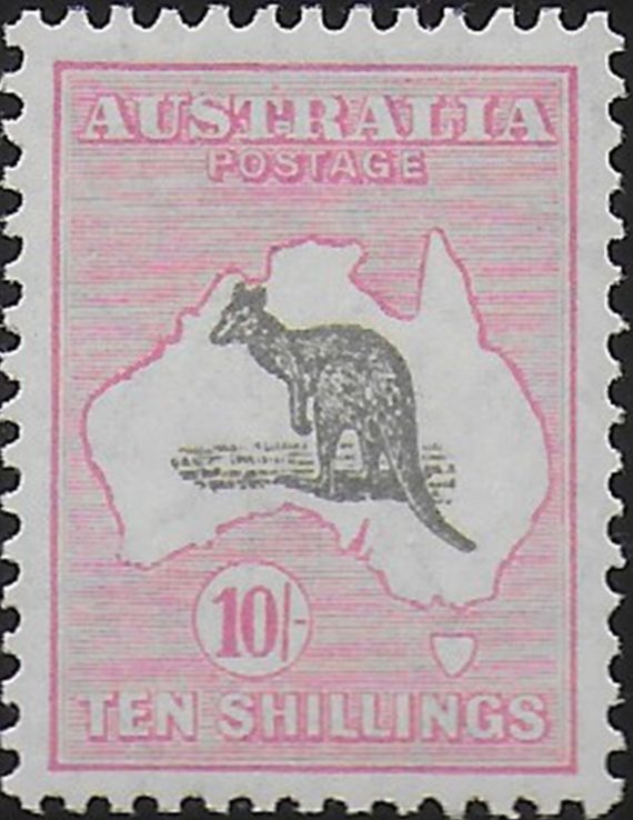 1930 Australia Kamgaroo 10s. grey and pink MNH SG n. 112