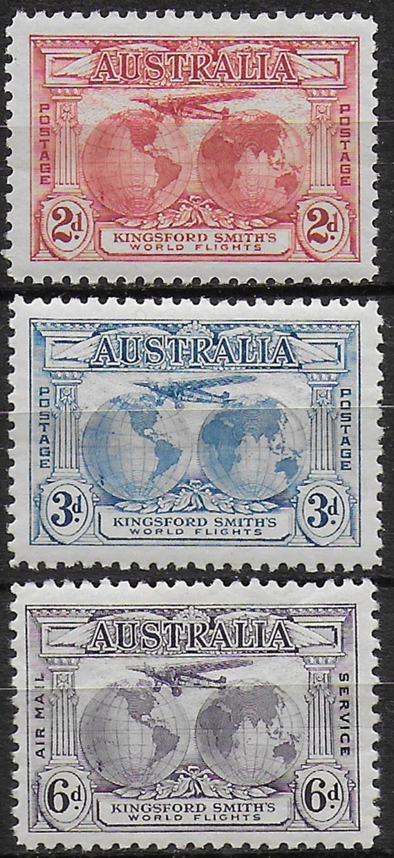 1931 Australia Kingsfond Smith's Flights 3v. MNH SG n. 121/23