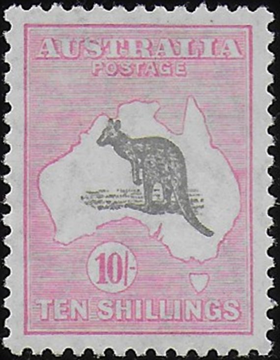 1932 Australia Kamgaroo 10s. grey and pink MNH SG n. 136