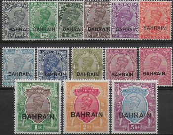 1934-37 Bahrain George V 14v. MNH SG n. 1/14