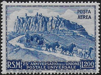 1950 San Marino UPU 75th anniversary L. 200 airmail MNH Sassone n. 82