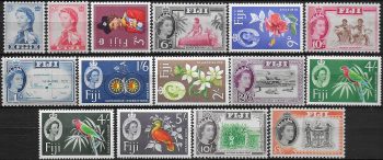 1962-67 Fiji Elizabeth II Pictorial 15v. W 12 MNH SG n. 311/25