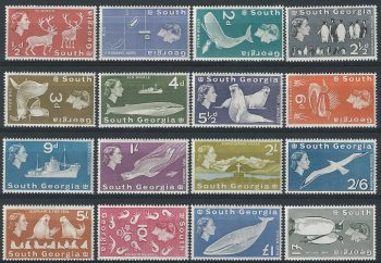 1963-69 South Georgia antarctic animals 16v. MNH S.G. n. 1/16