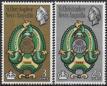 1966 St Christopher-Nevis arts festival 2v. MNH SG. n. 159/60