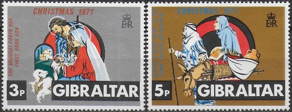 1971 Gibraltar Christmas 2v. MNH SG. n. 295/96