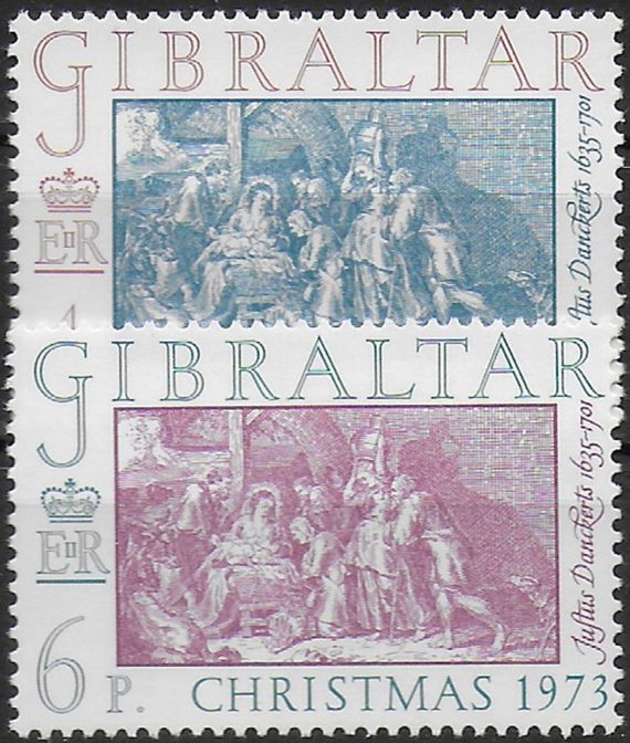 1973 Gibraltar Christmas 2v. MNH SG. n. 321/22