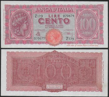 1944 Lire 100 Italia turrita FDS Gigante Rif BI 25A