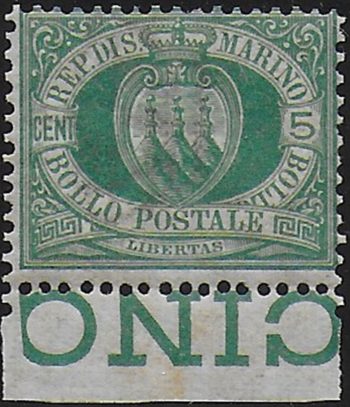 1899 San Marino 5c. verde MNH Sassone n. 27