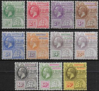 1921-27 British Guiana George V 11v. MH SG n. 272/82