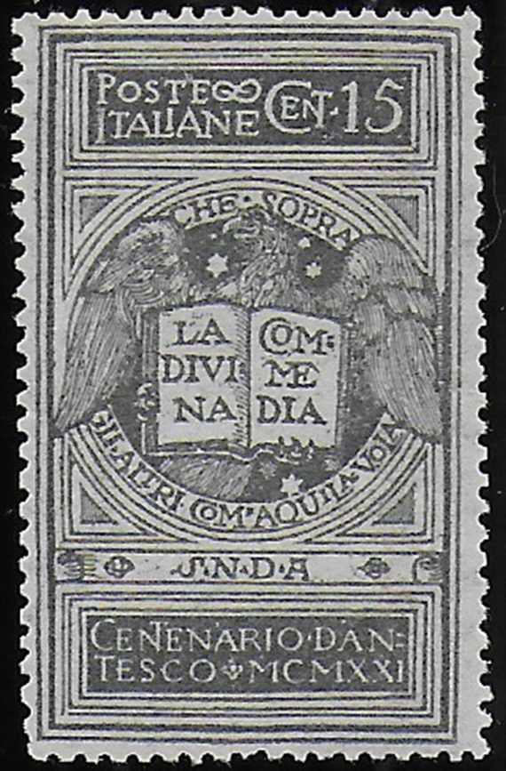 1921 Italia Dante 15c. grey NE sup MNH Sassone n. 116A