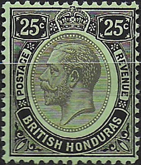 1922 Bitish Honduras 25c. black emerald MNH SG n. 124