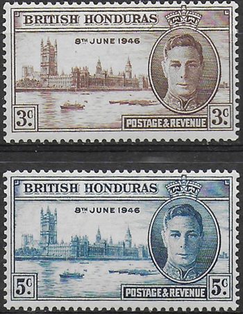 1946 British Honduras Victory 2v. MNH SG n. 162/63