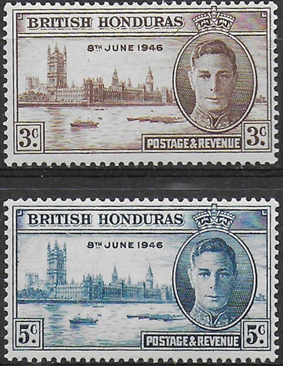 1946 British Honduras Victory 2v. MNH SG n. 162/63