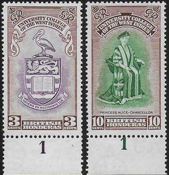 1951 British Honduras BWI Inauguration 2v. MNH SG n. 176/77