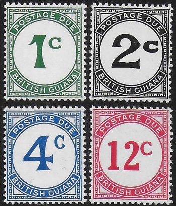 1952-55 British Guiana Postage Due chalk 4v. MNH SG n. D1a/D4a