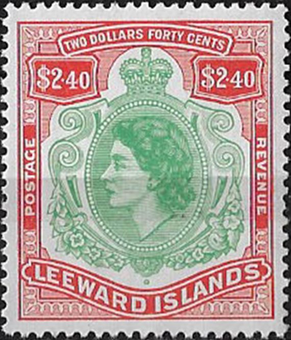 1954 Leeward Islands $2.40 broken scroll MNH SG n. 139a