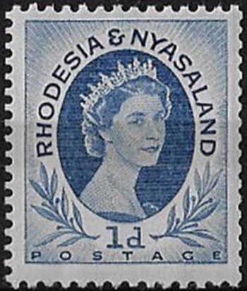 1955 Rhodesia and Nyasaland 1d. from coil 1v. MNH SG n. 2a