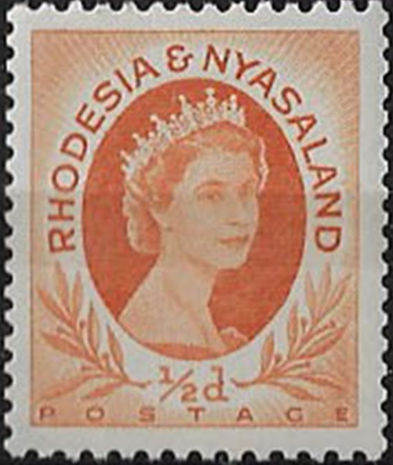 1956 Rhodesia and Nyasaland ½d. from coil 1v. MNH SG n. 1a