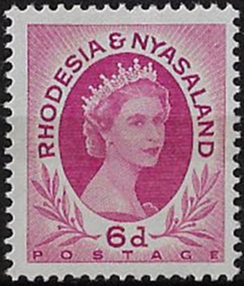 1956 Rhodesia and Nyasaland 6d. bright purple 1v. MNH SG n. 7a