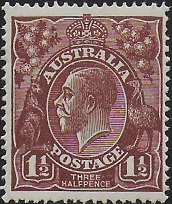 1920 Australia George V 1½d. chocolate MNH SG n. 52a