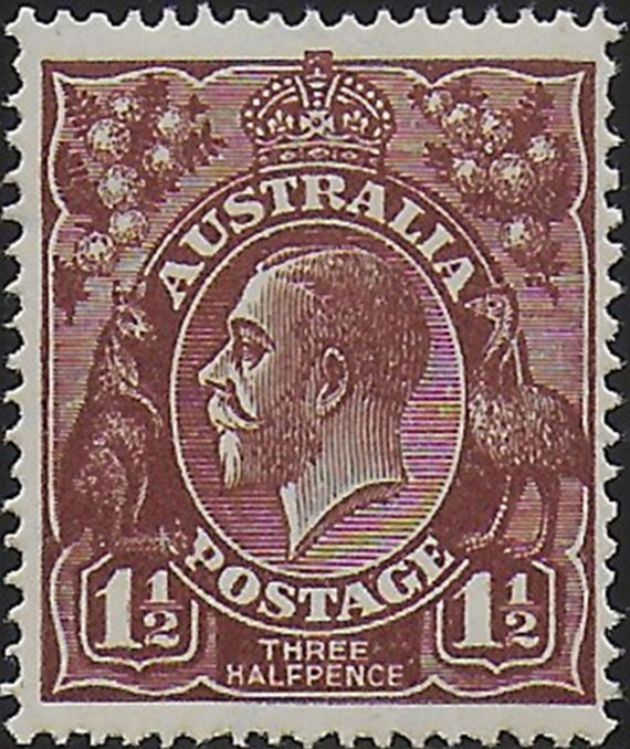 1920 Australia George V 1½d. chocolate MNH SG n. 52a