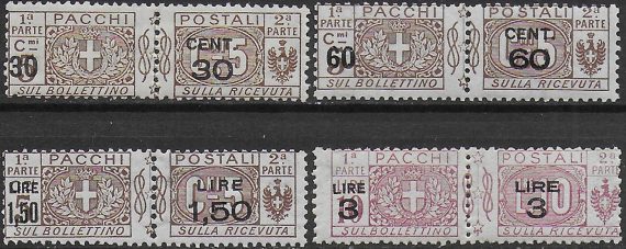 1923-25 Italia parcel post opt new value 4v. MNH Sassone n. 20/23