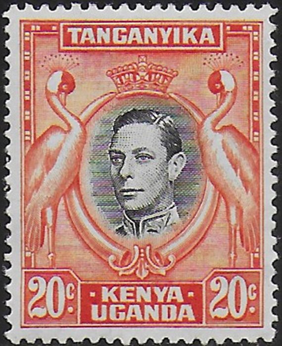 1938 Kenya Uganda Tanganyika 20c. deep black + orange MNH SG n. 139ba