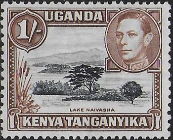 1942 Kenya Uganda Tanganyika 1s. black and brown MNH SG n. 145a