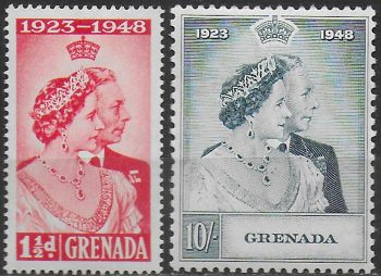 1948 Grenada Royal Silver Wedding 2v. MNH SG n. 166/67