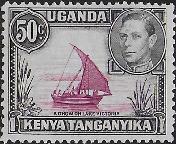 1949 Kenya Uganda Tanganyika 50c. reddish purple+black MNH SG n. 144d