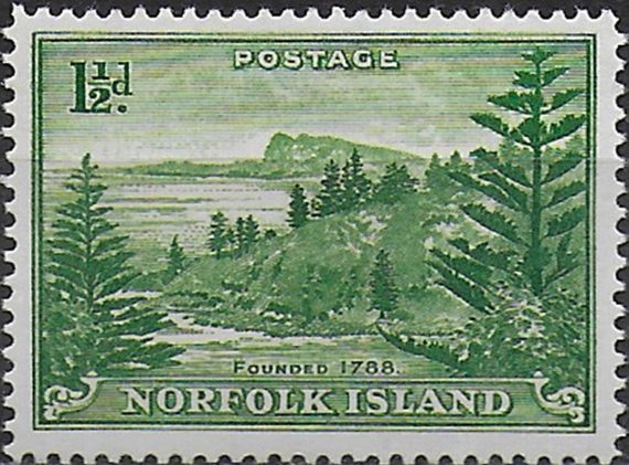 1956 Norfolk Island Ball Bay 1½d. white paper MNH SG n. 3a