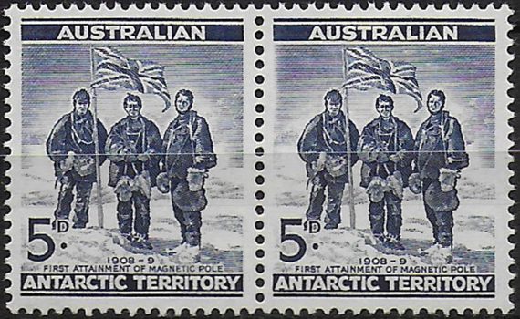 1961 Australian Antarctic Territory Shackleton Expedition variety MNH SG n. 6+6a