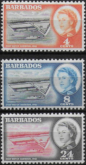 1961 Barbados Deep Water Harbour 3v. MNH SG n. 306/08