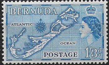 1962 Bermuda Map of 1s.3d. bright blue Die II MNH SG n. 145bc