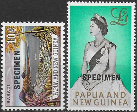 1963 Papua New Guinea 10s.+£1 SPECIMEN 2v. MNH SG n. 44s/45s