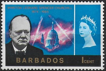 1966 Barbados Winston Churchill 1c. W inverted MNH SG n. 336w