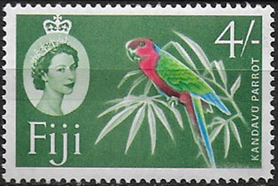 1967 Fiji Red Shining Parrot 1v. Wmk 12 MNH SG n. 359