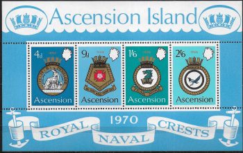 1970 Ascension Royal Naval Crests II series MS MNH SG n. 130/33