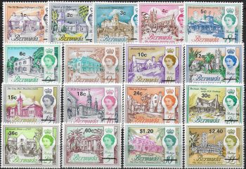 1970 Bermuda Buildings new currency 17v. MNH SG n. 232/48