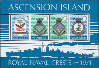 1971 Ascension Royal Naval Crests III series MS MNH SG n. 149/52